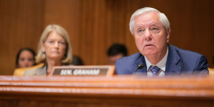 Sen. Lindsey Graham speaks during a Senate Appropriations Committee hearing on the FY2027 budget request in the Dirksen Senate Office Building on Capitol Hill on May 12, 2026, in Washington, D.C.