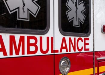 The back of an ambulance.