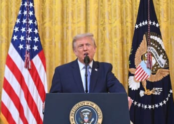 President Donald Trump addresses the nation from the East Room of the White House on July 16, 2026, in Washington, D.C.