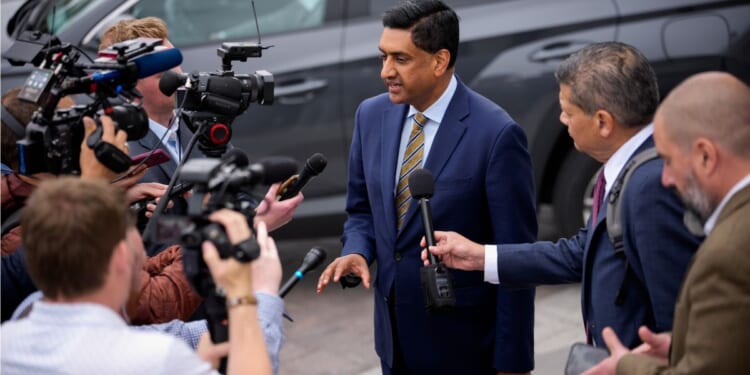 U.S. Rep. Ro Khanna, a California Democrat, is pictured in a May 21 photo speaking to members of the media.