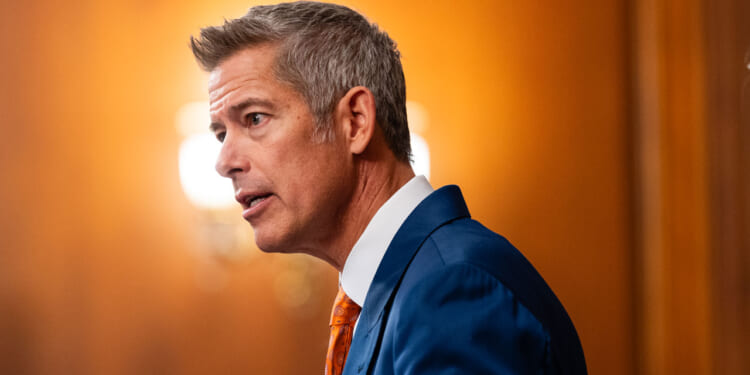 U.S. Secretary of Transportation Sean Duffy during a press conference.