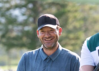 Retired NFL quarterback Tony Romo during the ACC Celebrity Golf Championship presented by American Century Investments at Edgewood Tahoe Golf Course on July 12, 2024, in Stateline, Nevada.