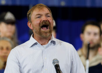 Democratic U.S. Senate candidate Graham Platner speaks at his Primary Election event on June 9, 2026 in Blue Hill, Maine.