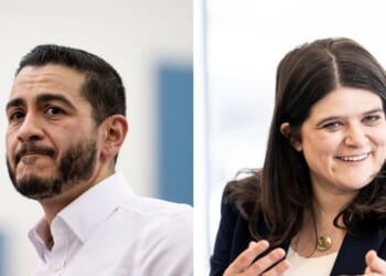 Abdul El-Sayed, candidate for the Senate in Michigan, speaks before Sen. Bernie Sanders takes the stage at Mumford High School on May 3, 2026, in Detroit, Michigan. (Sarah Rice / Getty Images) Rep. Haley Stevens holds a town hall meeting on May 1, 2026, in Plymouth, Michigan.