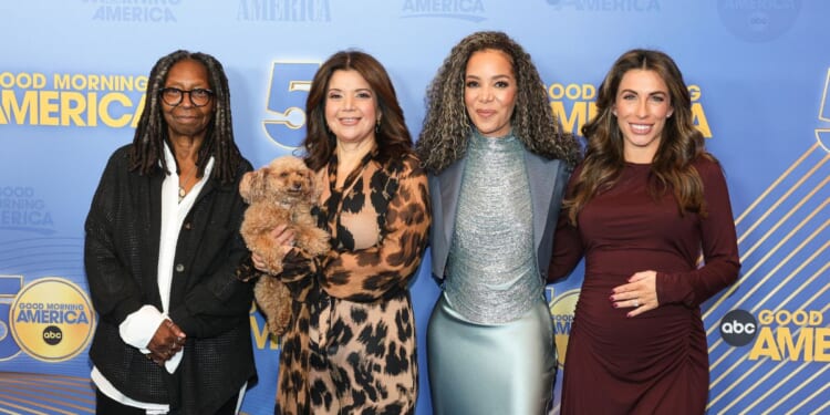 Whoopi Goldberg, Ana Navarro, Sunny Hostin, and Alyssa Farah Griffin attend Good Morning America's 50th Anniversary Celebration on Nov. 3, 2025, in New York City.