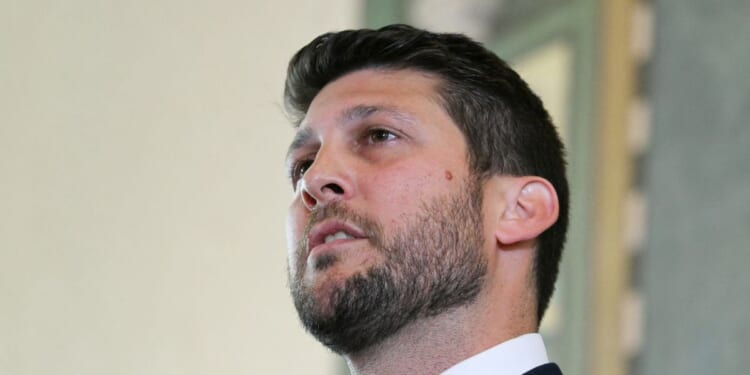 Florida Attorney General James Uthmeier speaks at a news conference at the Freedom Tower in Miami, Florida, on May 20, 2026.