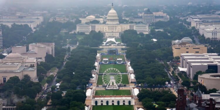 The National Mall stands decorated for Freedom 250 festivities as the ceremonies begin in Washington, D.C.