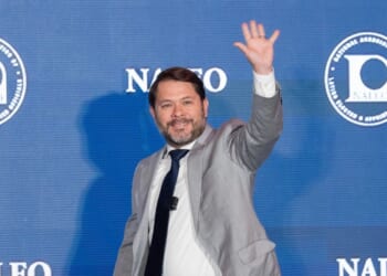 Arizona Sen. Ruben Gallego speaks at the National Association of Latino Elected and Appointed Officials conference at the Intercontinental Los Angeles Downtown in Los Angeles, California, on Wednesday, July 15, 2026.