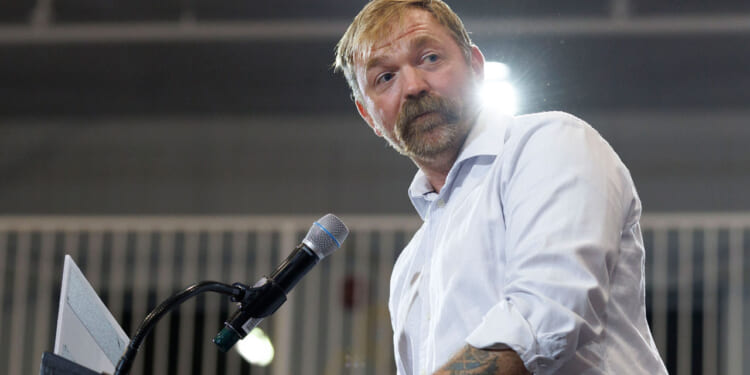 Former Democratic U.S. Senate candidate Graham Platner speaks at his Primary Election event on June 9, 2026 in Blue Hill, Maine.