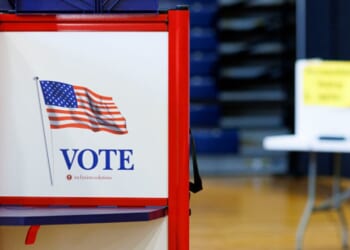 A voting booth in Bangor, Maine can be pictured on June 9, 2026.