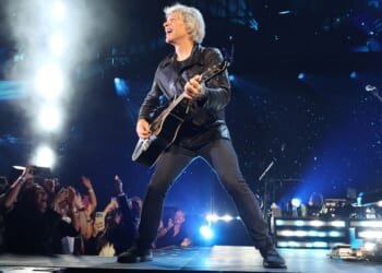 Jon Bon Jovi performs onstage Tuesday during Bon Jovi's Forever Tour at Madison Square Garden in New York City.