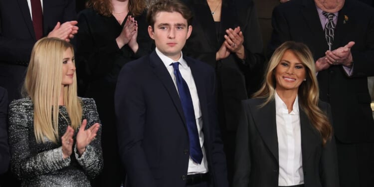 Ivanka Trump, Barron Trump, and First Lady Melania Trump attend the State of the Union address during a Joint Session of Congress at the U.S. Capitol on Feb. 24, 2026, in Washington, D.C.