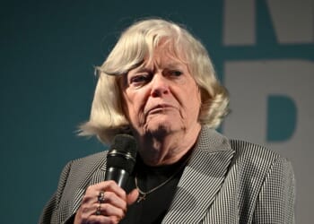 Ann Widdecombe, Reform UK's Immigration and Justice spokesperson, speaks at the Reform UK Cornwall Conference at Carn Brae Leisure Centre on Feb. 24, 2025, in Redruth, England.