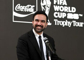 New York City Mayor Zohran Mamdani speaks during the FIFA World Cup Trophy Tour by Coca-Cola at American Museum of Natural History on June 2, 2026, in New York City.