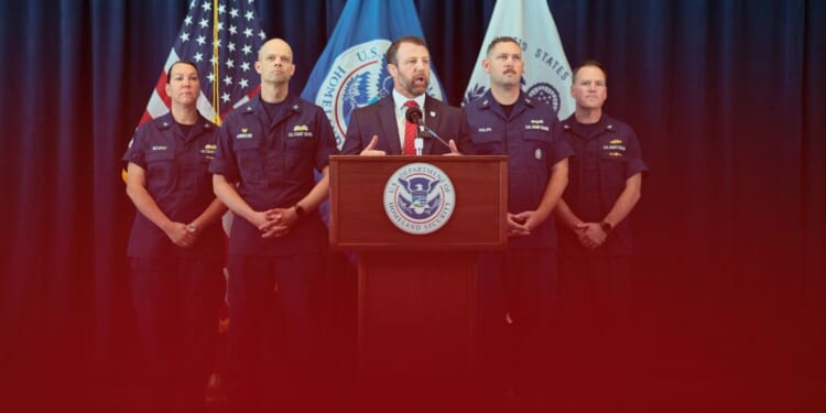 U.S. Homeland Security Secretary Markwayne Mullin speaks to the press at the Javits Center in New York City on July 1, 2026.