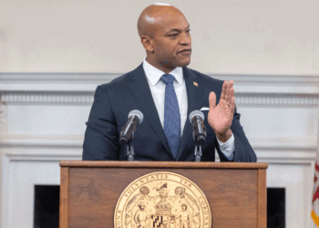 Maryland Governor Wes Moore holds a press conference as Maryland lawmakers convene for a new legislative session on Jan. 8. (Jonathan Newton/for The Washington Post via Getty Images)