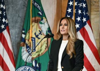 First Lady Melania Trump speaks during an event to launch "Fostering the Future Accounts," a new financial vehicle for youth in foster care, at the Treasury Building in Washington, D.C., on June 11, 2026.
