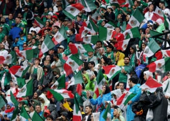 Fans of Mexico show their support before the FIFA World Cup 2026 Round of 16 match between Mexico and England at Mexico City Stadium on July 5, 2026, in Mexico City, Mexico.