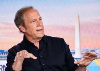 Mike Rowe visits Fox Business Network's "Mornings with Maria" with anchor Maria Bartiromo and guest Dina Powell McCormick at Fox Business Studios on June 9, 2026, in Washington, D.C.