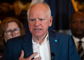 Minnesota Gov. Tim Walz speaks during a press conference about federal detention of children at the State Capitol building on Feb. 3, 2026, in St. Paul, Minnesota.