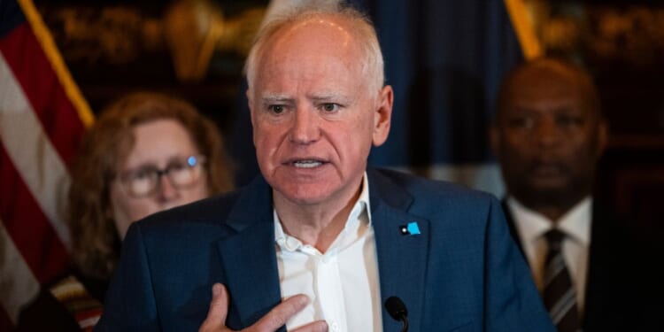 Minnesota Gov. Tim Walz speaks during a press conference about federal detention of children at the State Capitol building on Feb. 3, 2026, in St. Paul, Minnesota.
