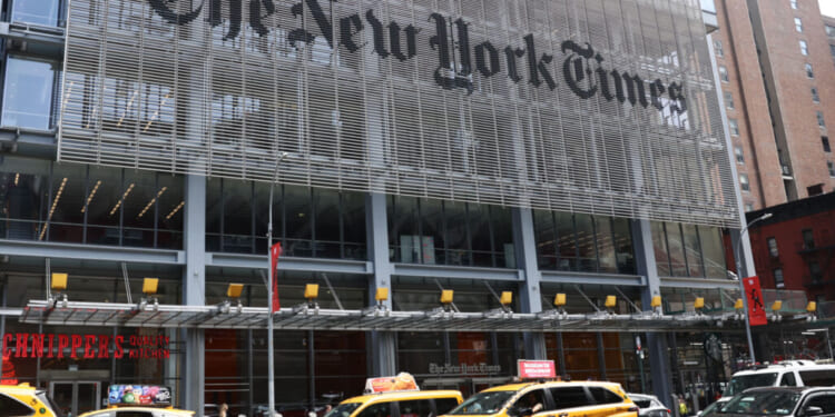 The New York Times building in New York City. (Jakub Porzycki/NurPhoto via Getty Images)