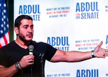Democratic U.S. Senate candidate Abdul El-Sayed speaks during a campaign event at the Loving Touch on July 25, 2026, in Ferndale, Michigan.