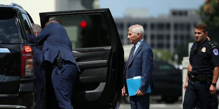 Former NIH Director Anthony Fauci leaves after testifying before the Senate Homeland Security and Governmental Affairs Committee hearing on July 29, 2026, in Washington, D.C.