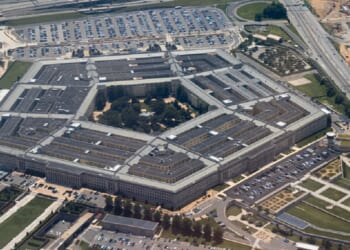 An aerial view of the Pentagon, taken in 2025.