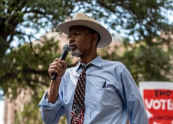 Texas NAACP President Gary Bledsoe speaks at a rally at the Texas Capitol on June 20, 2021, in Austin, Texas.