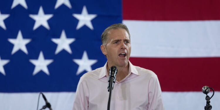 Conservative commentator Scott Jennings speaks at the Ashley's BBQ Bash fundraiser hosted by Rep. Ashley Hinson on Aug. 23, 2025, in Cedar Rapids, Iowa.