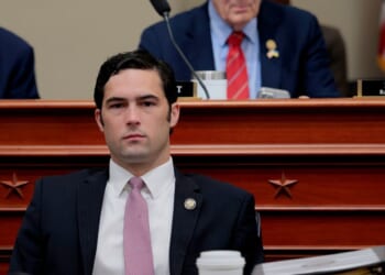 Rep. Brandon Gill listens during a hearing with the House Budget Committee on Capitol Hill on May 16, 2025, in Washington, D.C.