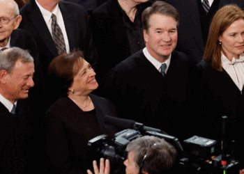 (L-R) Chief Justice John Roberts, Justice Elena Kagan, Justice Brett Kavanaugh, and Justice Amy Coney Barrett. (Chip Somodevilla/Getty Images)