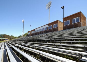 A high school track stadium.