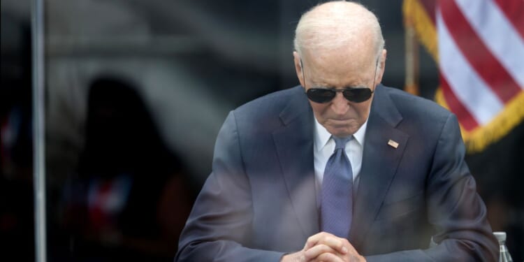 Former U.S. President Joe Biden attends the dedication ceremony for the Barack Obama Presidential Center in John Lewis Plaza on June 18, 2026 in Chicago.