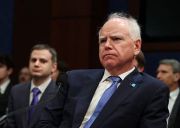 Minnesota Gov. Tim Walz prepares to testify during a House Oversight and Government Reform Committee hearing in the U.S. Capitol Building on March 4, 2026, in Washington, D.C.