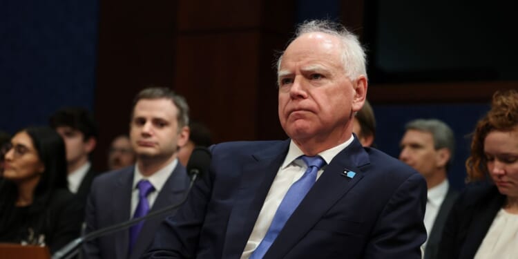 Minnesota Gov. Tim Walz prepares to testify during a House Oversight and Government Reform Committee hearing in the U.S. Capitol Building on March 4, 2026, in Washington, D.C.