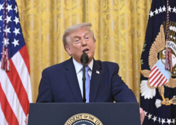 President Donald Trump addresses the nation from the East Room of the White House on July 16, 2026 in Washington, DC. Trump is expected to speak on election security. (Photo by Saul Loeb/Pool - Getty Images)