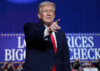 U.S. President Donald Trump takes the stage to speak during a rally at the Horizon Events Center on January 27, 2026 in Clive, Iowa.
