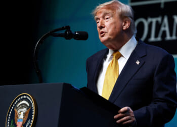 Donald Trump addresses the NATO Summit.