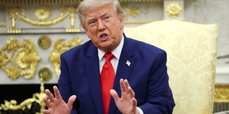 President Donald Trump speaks in the Oval Office on July 21, 2026 in discussion with the Lebanese President Joseph Aoun.