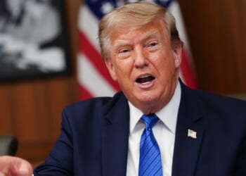 President Donald Trump speaks Friday during a Cabinet meeting at Camp David in Maryland.