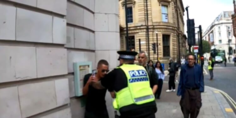 A man in Leeds, United Kingdom, is arrested after criticizing Muhammad, as shown in video footage posted to X on July 4, 2026.