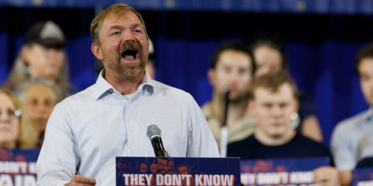 Democratic U.S. Senate candidate Graham Platner speaks at his primary election event on June 9, 2026, in Blue Hill, Maine.