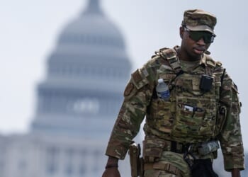 A member of the National Guard on patrol