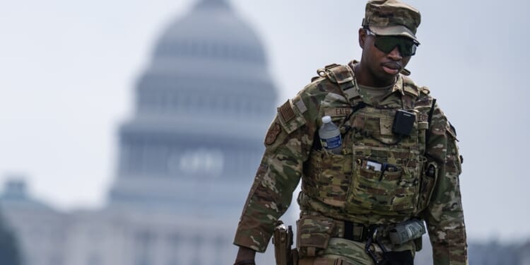 A member of the National Guard on patrol