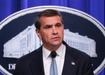 Acting Attorney General Todd Blanche speaks during a news conference at the Robert F. Kennedy Department of Justice building on Aug. 5, 2026, in Washington, D.C.