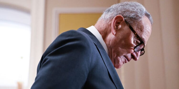 Senate Minority Leader Chuck Schumer, a New York Democrat, speaks on July 29 after a weekly Senate Democratic Policy luncheon at the U.S. Capitol in Washington, D.C.