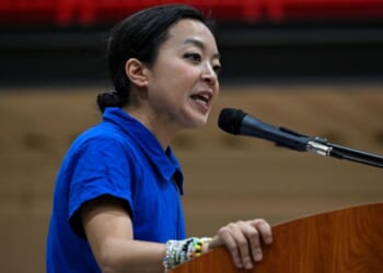 Socialist Gubernatorial candidate in Wisconsin Francesca Hong speaks at a campaign rally in Milwaukee, Wisconsin, on Aug. 2, 2026.