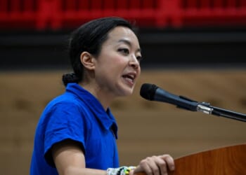 Wisconsin Democratic gubernatorial candidate Francesca Hong speaks during a campaign rally on Aug. 2, 2026, in Milwaukee, Wisconsin.